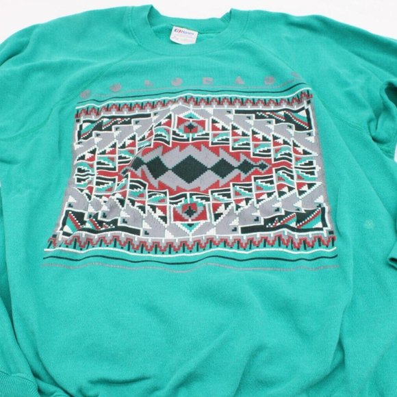 Vintage Hanes Made USA Southwest COLORADO STATE Aztec Crewneck Sweatshirt Sz XL - Picture 1 of 8